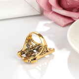 Antique Gold Color Hot Colorful Enamel Flower Ring Mosaic With White Crystal R27