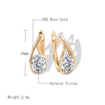 Rose Gold Color Oval Cubic Zirconia Latch Back Earrings E21