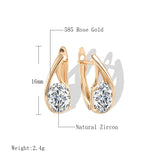 Rose Gold Color Oval Cubic Zirconia Latch Back Earrings E21