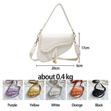 New Fashion Saddle Bags Casual Zipper PU Leather Lock Ornament Bag for Women