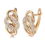 Rose Gold Color Geometric Shaped Cubic Zirconia Latch Back Earrings E12