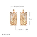 Rose Gold Color Cubic Zirconia Patterned Latch Back Earrings E26