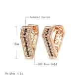 Rose Gold Color with Black and Colorless Cubic Zirconia Huggies Back Earrings E35