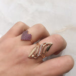 Rose Gold Color Fancy Shape Ring With Cubic Zirconia Ring R13