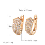 Geometric Shaped Rose Gold Color Cubic Zirconia Latch Back Earrings E7