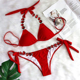 Women's diamond bikini push up halter swimsuit