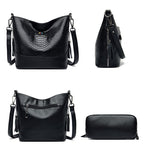 Women's Crocodile Pattern Pu Leather Small Bucket Handbags