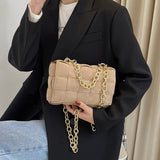 (33S) PU Leather Lattice Shoulder Bags for Women