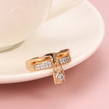 Rose Gold Color Lock Ring  With Cubic Zirconia Ring R11