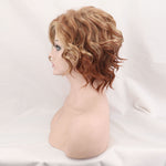 Short Wavy Fluffy Blonde Light Brown Bob Synthetic Wig (50)