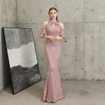 Sequined Hollow Out Elegant Off Shoulder Party Maxi Evening Dress 95