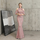 Sequined Hollow Out Elegant Off Shoulder Party Maxi Evening Dress 95