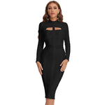 Sexy Cut Out Turtleneck Long Sleeve Party Bandage Bodycon Dress 144