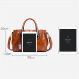 19) Woman's Vintage Oil Wax PU leather luxury Design handbags