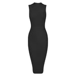 Sleeveless Knee Length Elegant Turtleneck Bandage Dress 145