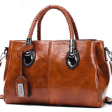 19) Woman's Vintage Oil Wax PU leather luxury Design handbags