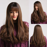 Long Straight Hair Multi Colored Synthetic Wigs with Bangs (37)