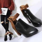 Pointed Toe High-Heeled with Safety Strap PU Leather Boots 25