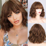 Female Short and Medium Stylish Synthetic Wigs of Various Colors with Bangs (09)