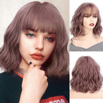 Female Short and Medium Stylish Synthetic Wigs of Various Colors with Bangs (09)