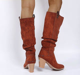 Calf High High Heel, Pointy Toe, Slouch Long Faux Suede Boots 59