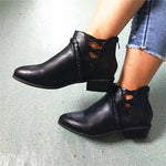 Comfortable Fashion Slip-on Zipper Closure Low Round Toe Boots 03