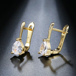 Gold & Silver Color Pear Cubic Zirconia Latch Back Earrings E28