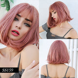 Short Straight Bob Various Colors Synthetic Wig with Bangs (45)