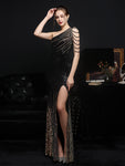 Elegant Asymmetric, Sequin Slit Evening Dress 55