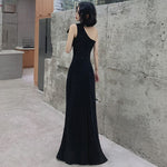 Elegant Sleeveless Mermaid Sequin Fancy Asymmetric Evening Split Dress 107