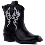 Ankle High, round toe, Embroidered Flame PU Leather Boots 98