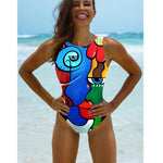 Halter Print Sexy Women One-Piece Swimsuit