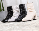 Pleated Sexy High Heels PU Leather Fashion Boots 01