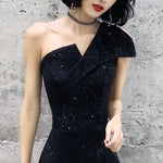 Elegant Sleeveless Mermaid Sequin Fancy Asymmetric Evening Split Dress 107