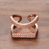 Rose Gold Color Hollow Fancy Double Row Of Cubic Zirconia Rings R20