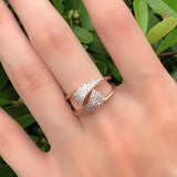 Rose Gold Ring Geometry Wedges With Cubic Zirconia Ring R12