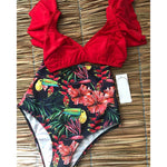 Flora V-Neck High-Waisted Two Piece Swimsuit