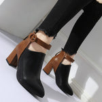 Pointed Toe High-Heeled with Safety Strap PU Leather Boots 25