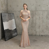 Sequined Hollow Out Elegant Off Shoulder Party Maxi Evening Dress 95