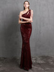 Elegant Asymmetrical Sequined Evening Dress 94