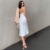 Sexy High Split Backless Spaghetti Strap Dress 83