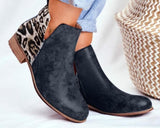 Women's Ankle Boots Flock & PU Leather, Slip On/Zipper Closure Low Heels boots 46