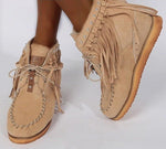 Ankle Height, Round Toe, Flat Bottom With Lace-Up Fringed Boots 88