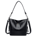 Women's Crocodile Pattern Pu Leather Small Bucket Handbags