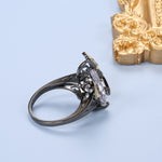 Gun Black Color Retro Butterfly Insect Grasping Cubic Zirconia Ring R31