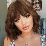 Female Short and Medium Stylish Synthetic Wigs of Various Colors with Bangs (09)