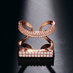 Rose Gold Color Hollow Fancy Double Row Of Cubic Zirconia Rings R20