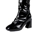 Pleated Sexy High Heels PU Leather Fashion Boots 01