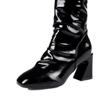 Pleated Sexy High Heels PU Leather Fashion Boots 01