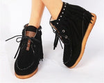 Ankle Height, Round Toe, Flat Bottom With Lace-Up Fringed Boots 88